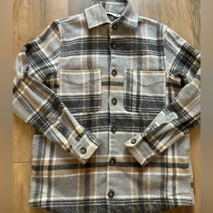 Zara Yellow Gray Plaid Overshirt Shacket Size Small Men’s
